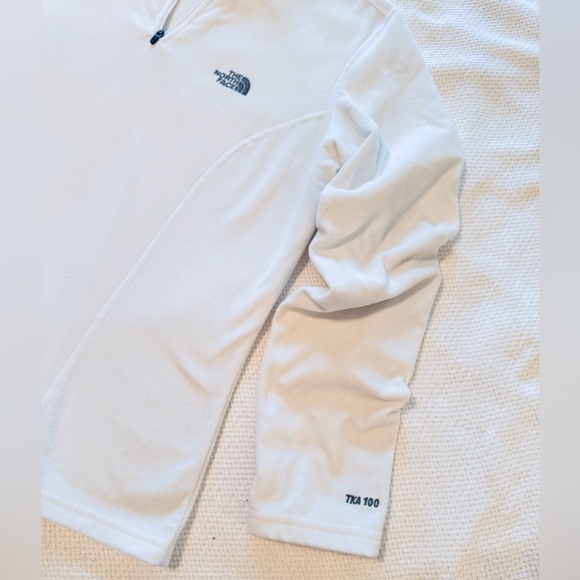 THE NORTH FACE TKA 100 White Fleece Quarter-Zip Pullover Sweatshirt Top Sweater - Picture 7 of 16